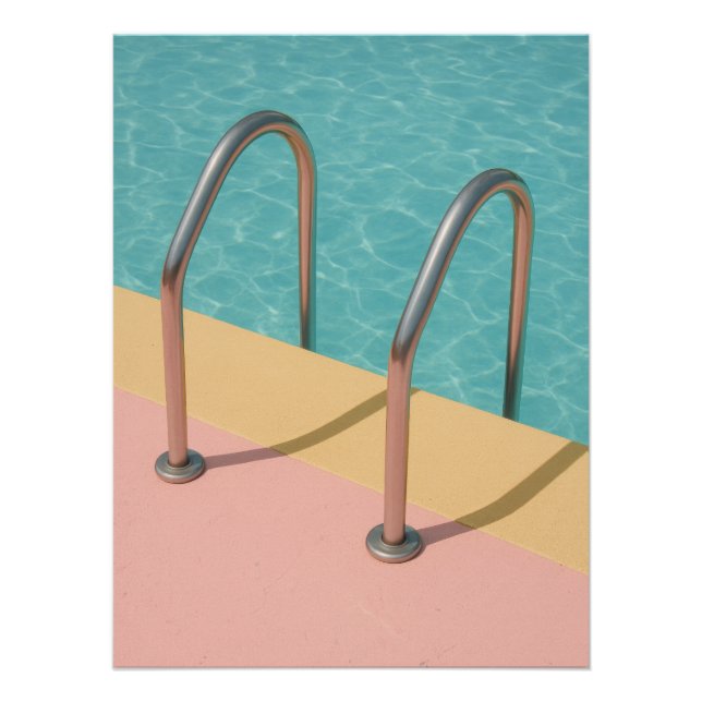 Retro Pastel Poolside Escape Metal Poster (Anverso)