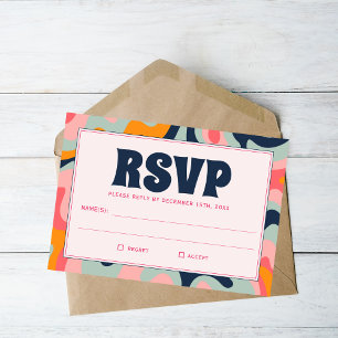 Retro Pastel rosa Blue Groovy Elegante RSVP
