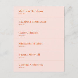 Retro Peach Naranja rosa Boda tarjeta de lugar DIY