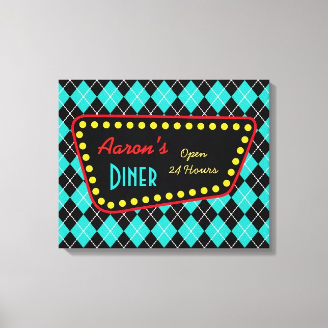 Retro Personalizado Diner Rótulo Arte (Anverso)