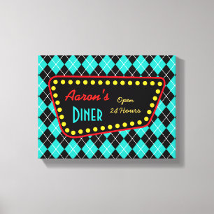 Retro Personalizado Diner Rótulo Arte