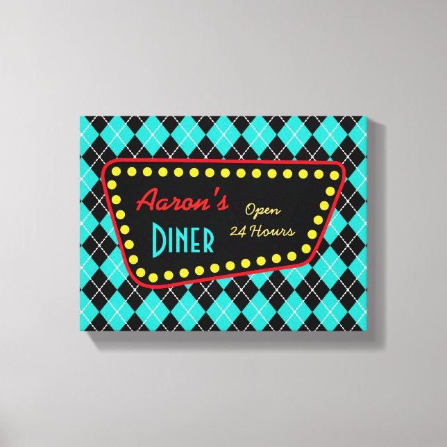 Retro Personalizado Diner Rótulo Arte (Anverso)