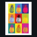 Retro Piña Pop Art Brillante Cocina Impresión<br><div class="desc">Litmo retro de piña de colores brillantes efecto de impresión cocina alimentos poster impresión</div>