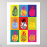 Retro Piña Pop Art Brillante Cocina Impresión<br><div class="desc">Litmo retro de piña de colores brillantes efecto de impresión cocina alimentos poster impresión</div>