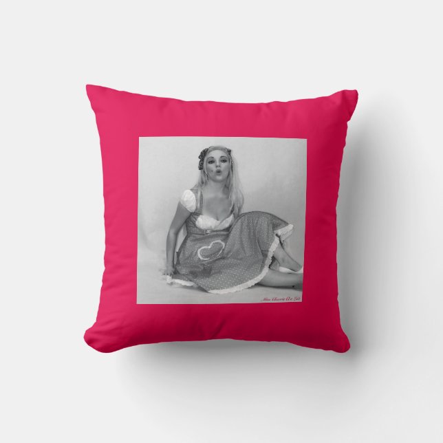 Retro Pinup Graciosa cita historia almohada rosada (Anverso)