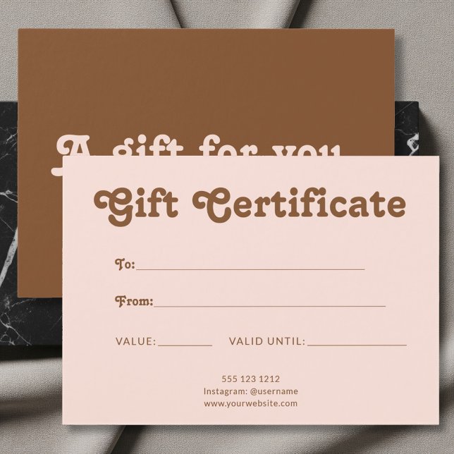 Retro Playful Minimalist Pink Brown Certificate (Subido por el creador)