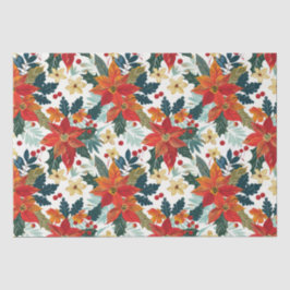 Retro Poinsettia Navidades festivos papel de tema