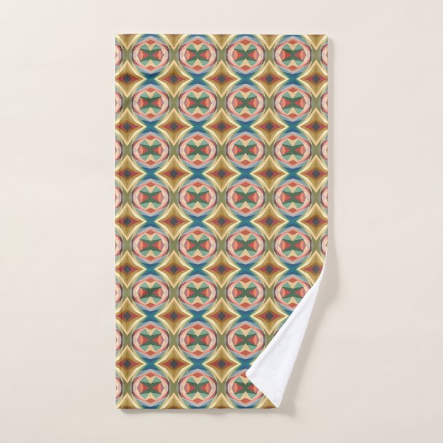 Retro Pop Art Geometric Color Block Pattern (Toalla de mano)