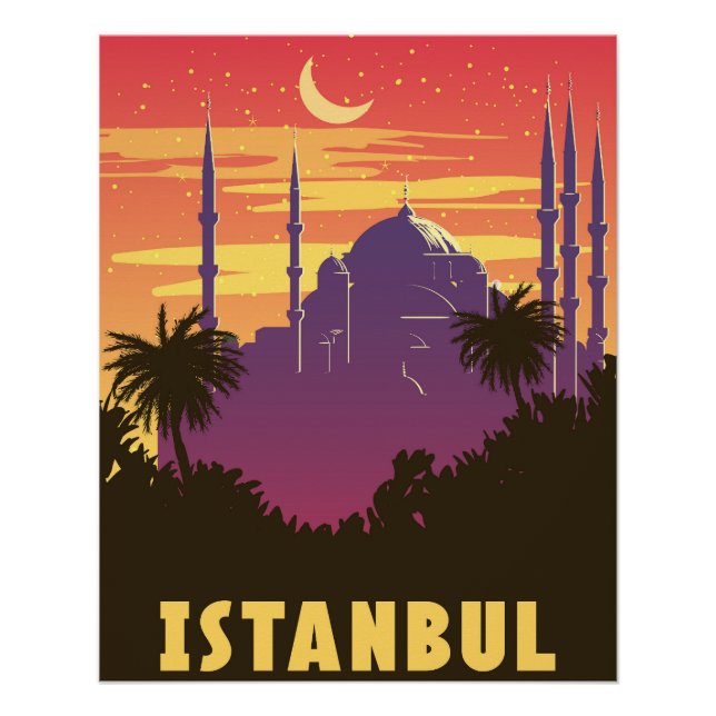 Retro Poster Estambul, ciudad puesta del sol Turqu (Anverso)