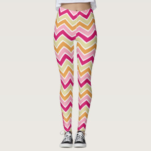 Retro Pulso: Leggings de Chevron Zig-Zag Multicolo
