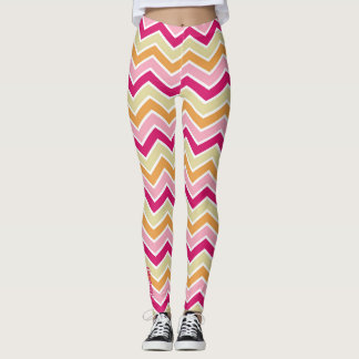 Retro Pulso: Leggings de Chevron Zig-Zag Multicolo