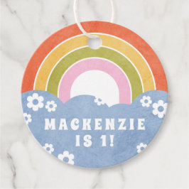 Retro Rainbow & Daisies etiqueta de regalo de fies