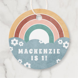 Retro Rainbow & Daisies etiqueta de regalo de fies