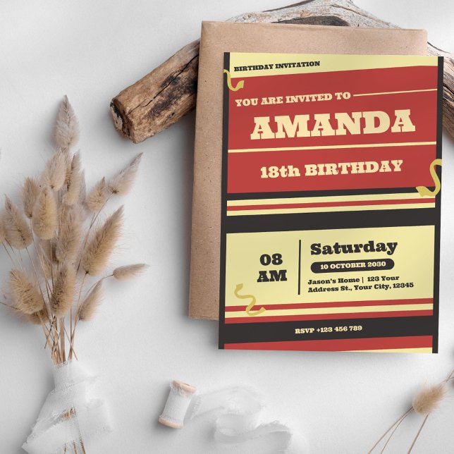 Retro Resumen Invitación a cumplir 18º cumpleaños (Subido por el creador)