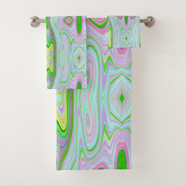 Retro Resumen Rosa, Lime Green y Aqua Pattern (In situ)