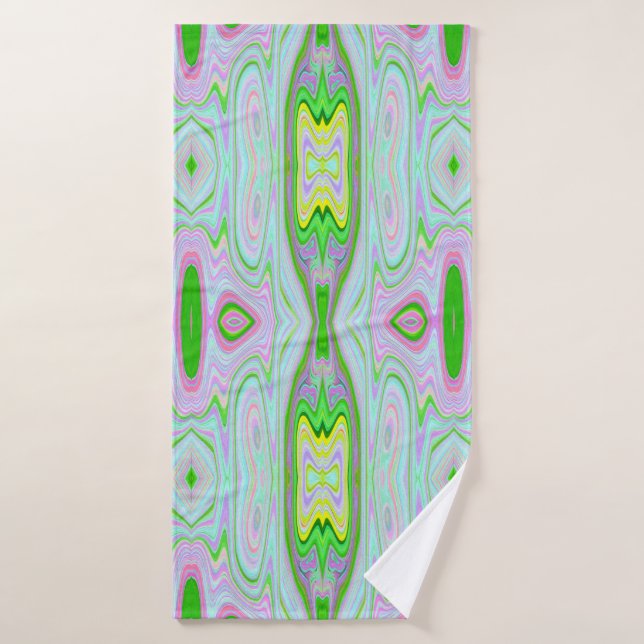 Retro Resumen Rosa, Lime Green y Aqua Pattern (Toalla de baño)