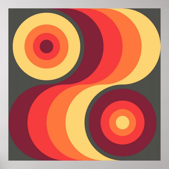 Retro Resumen Wavy Arcoiris Cuadrados Resumen Arte (Frente)