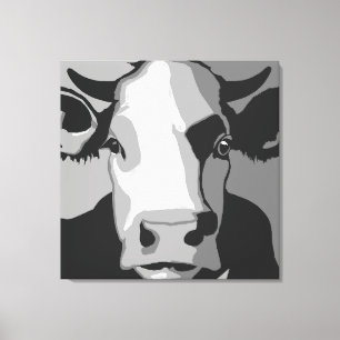 Retro Retro Retrato de vaca de arte pop en blanco
