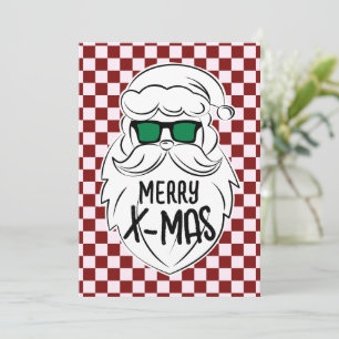 Retro Rojo Rosa Santa Claus Navidad a Cuadros