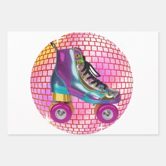 Retro Roller Disco Ball Hojas de papel de envolvim (Anverso)