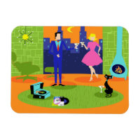 Retro Romántico Pareja Imán Flexible