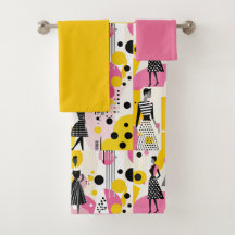 Retro Rosa Amarillo Negro Damas
