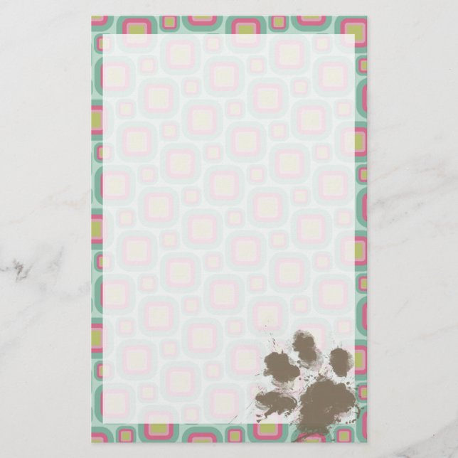 Retro rosa y menta; Huella de papel divertida (Anverso)