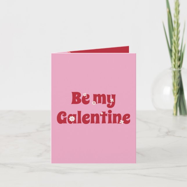 Retro Rosa y Rojo Sé mi Galentine Tarjeta de Salud (Anverso)