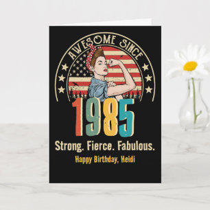 Retro Rosie Riveter Personalizado Tarjeta de cumpl
