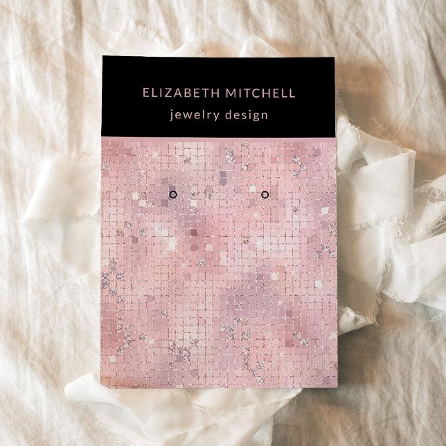 Retro Rubor Pink Disco Glam | Tarjeta de visualiza (A retro, pink disco look makes these earring display cards totally up to the moment and glam)