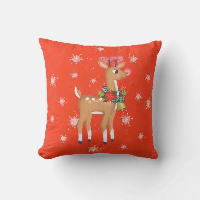 Retro Rudolph El Cojín decorativo de los renos (Anverso)