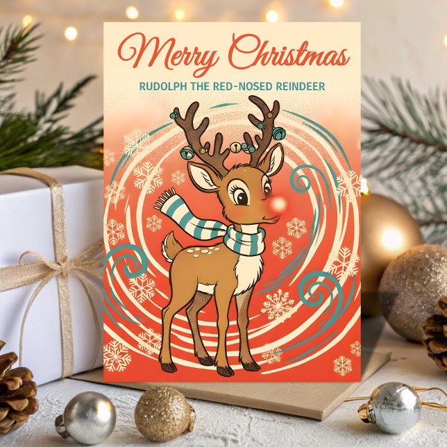 Retro Rudolph en una tormenta de nieve de Navidad (Subido por el creador)