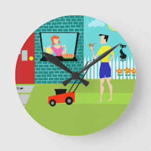 Retro Sábado por la mañana Reloj redondo acrílico