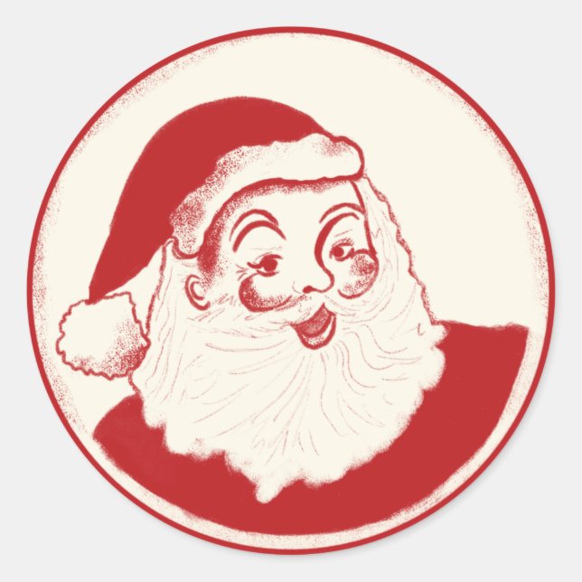 Retro Santa Claus ilustracion pegatina de Navidad (Anverso)
