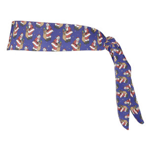 Retro Santa Claus Navidades Holiday Blue Red