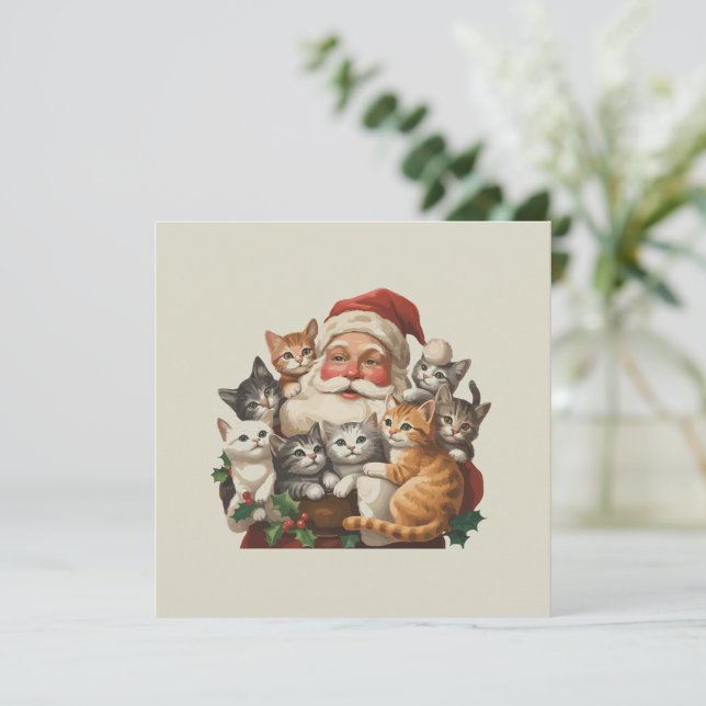 Retro Santa Claus y gatitos Navidad Invierno 90s  (Anverso de pie)