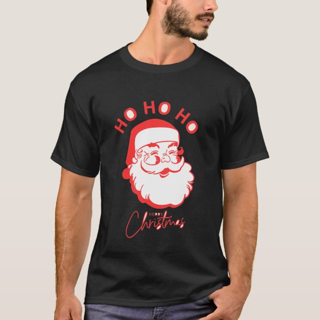 Retro Santa Ho Ho Ho Ho Ho con camiseta navideña (Anverso)