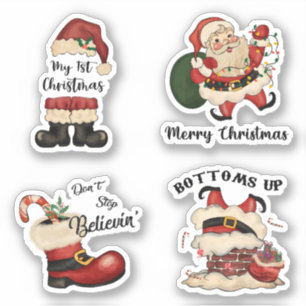 Retro Santa Pegatina Set