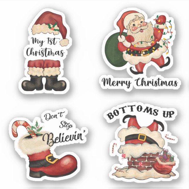 Retro Santa Pegatina Set (Anverso)
