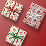 retro santa vintage christmas regalo papel envolve<br><div class="desc">tres hojas de papel de envoltura vacacional adornadas con gráficos únicos y adorables de santa claus en un formato de impresión sin problemas. cada una de las tres hojas incluye un diseño retro diferente</div>