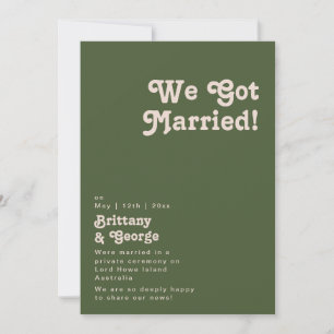 Retro simple   Invitación del Elopement Verde Oliv