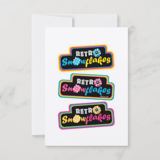 Retro Snowflakes CMYK Stickers (Anverso)