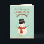 Retro Snowmen Feliz Año Nuevo Feliz Navidad<br><div class="desc">Feliz año nuevo y feliz Navidad retro vintage tarjeta de saludo de snowman.</div>