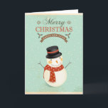 Retro Snowmen Feliz Año Nuevo Feliz Navidad<br><div class="desc">Feliz año nuevo y feliz Navidad retro vintage tarjeta de saludo de snowman.</div>