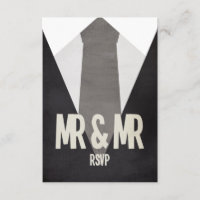 Retro Sr. y Sr. Suit & Tie Wedding RSVP