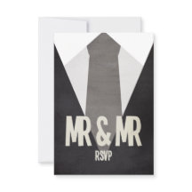 Retro Sr. y Sr. Suit & Tie Wedding RSVP