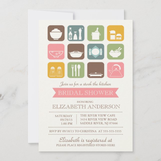 Retro Stock la invitación a la ducha de novia en l (Anverso)