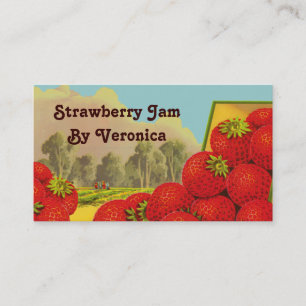 Retro Strawberry Art Recipe Etiqueta de plantilla 