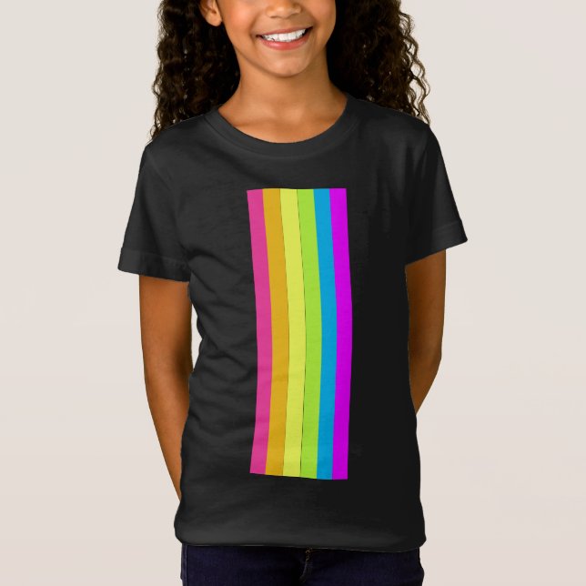Retro Stripes Camisetas para niños (Black & Neon M (Anverso)