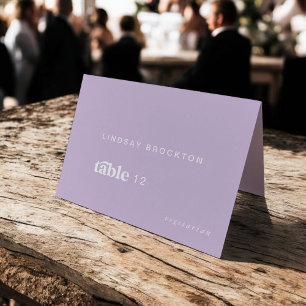 Retro Summer Lavender Nombre Boda Tarjetas de plaz